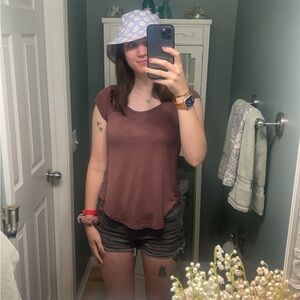 Mudd Purple Mauve Lace Accents Short Sleeve Shirt XS